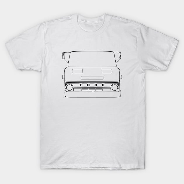 Ford D Series 1960s British classic lorry outline graphic (black) T-Shirt by soitwouldseem